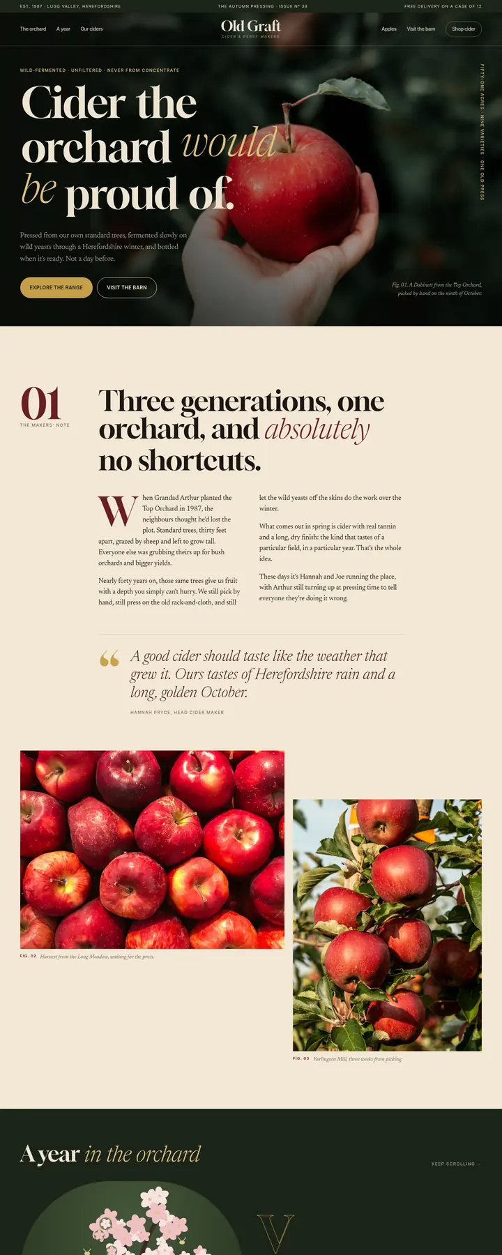 The Old Graft Cider concept homepage