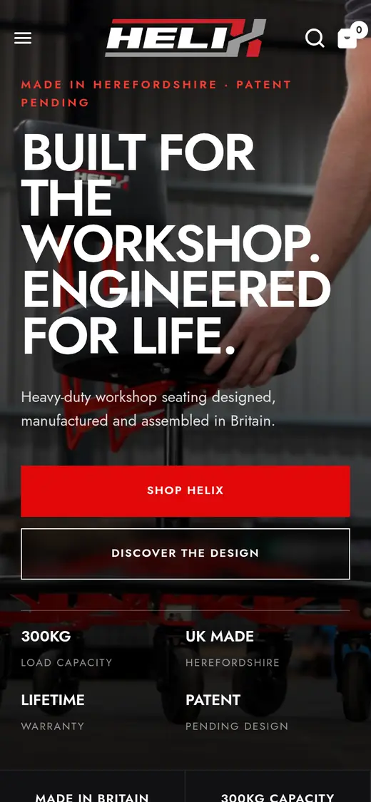 The Helix homepage on a phone