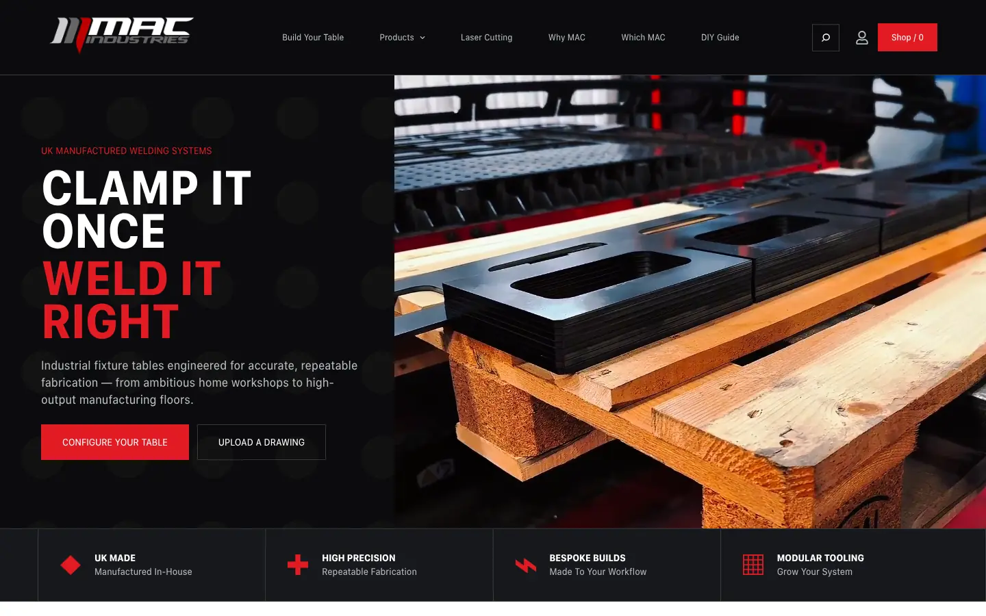 The MAC Industries homepage on a laptop
