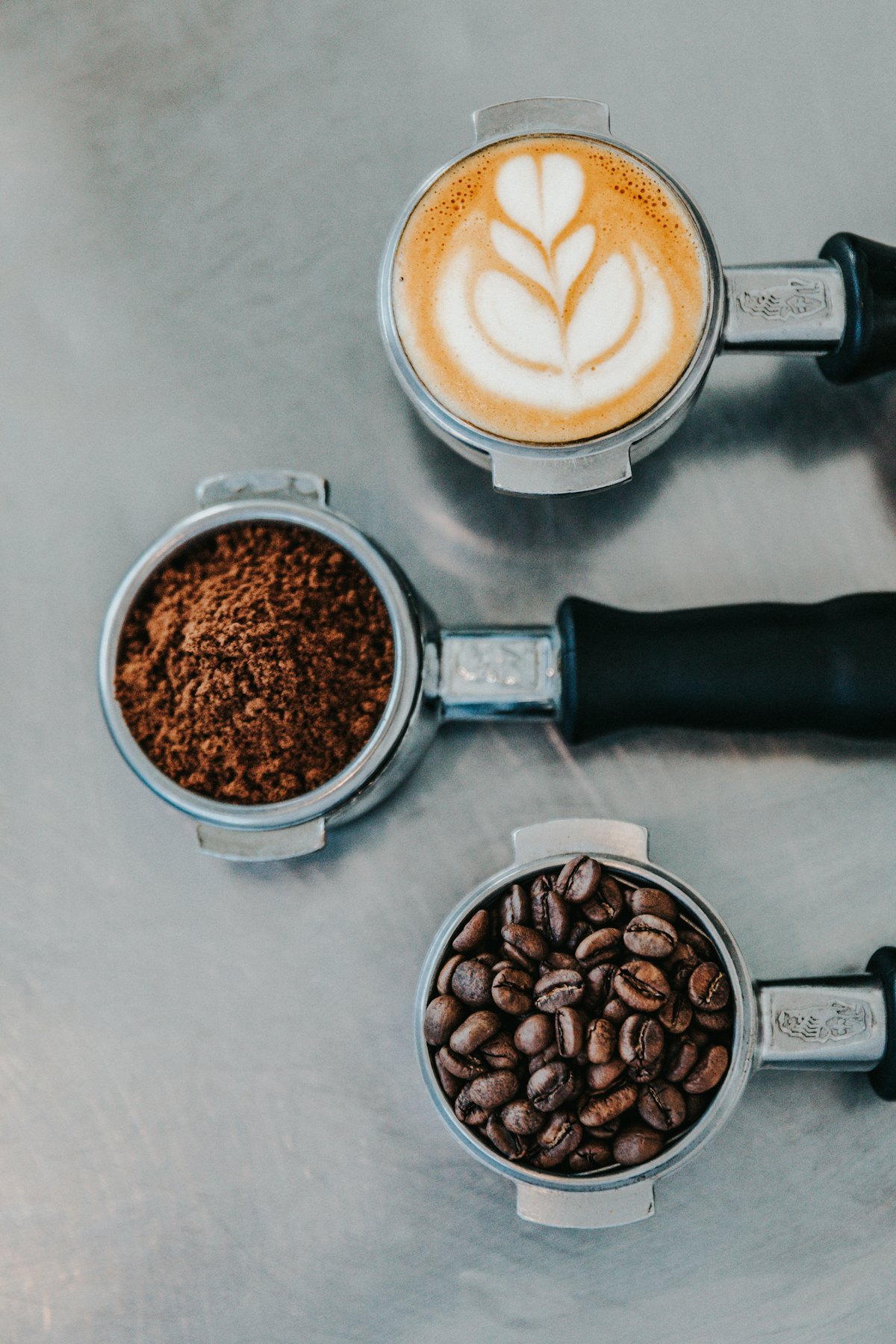 Espresso grounds and fresh beans